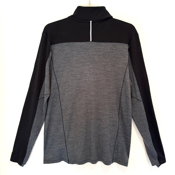 Smartwool Mens Merino 250 1/4 Zip Baselayer Size Large Black Gray Lightweight - Picture 11 of 15